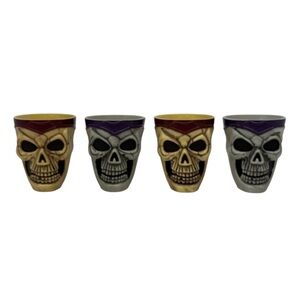 Vintage Easter Unlimited Skull Halloween Shot Glasses Set Of 4 (2.25" Tall)